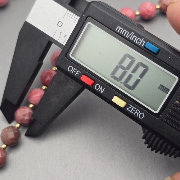 VTG Faceted Rhodonite 8mm Beaded Necklace 16" GF 14K Spring Clasp & Spacers - Picture 8 of 9